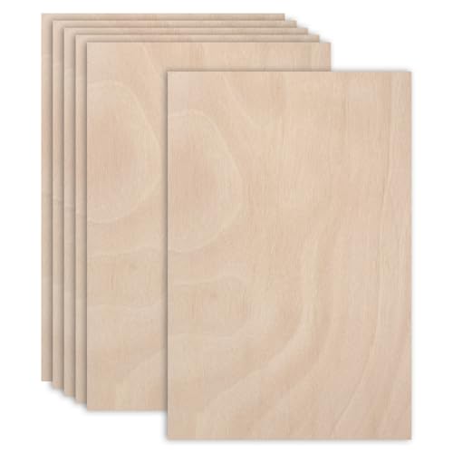MECCANIXITY 6PCS Mahogany Plywood Sheets,12 x 18 x 1/8 Inch Unfinished Wood Board Lightweight/Durable Wood Panels for Laser Cutting & Engraving,Crafts,Painting, Aircraft Model