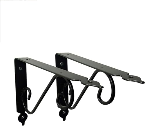 Soportes de estante, soportes de pared rústicos para estantes, esquina de soporte de pared, negro, 2 piezas, resistente y estable, se puede utilizar para exhibir, almacenar objetos (240 mm x 290 mm)