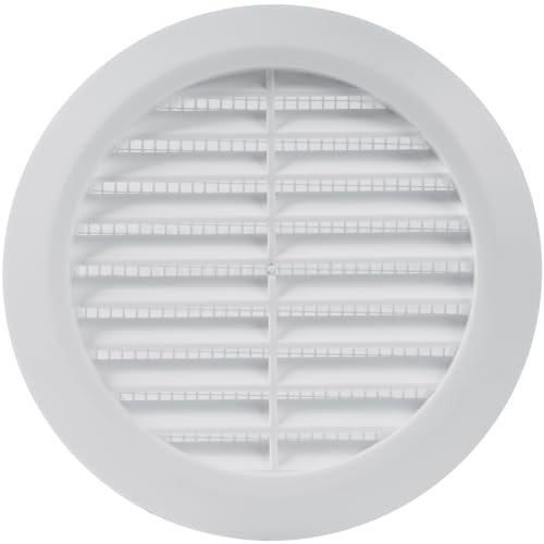 Vent Systems 100 mm / 3.94'' Inch - White Air Vent Cover - Round Air Vents - Ventilation Grille - Integrated Mesh Screen - HVAC Vents for Bathroom, Home Office, Kitchen
