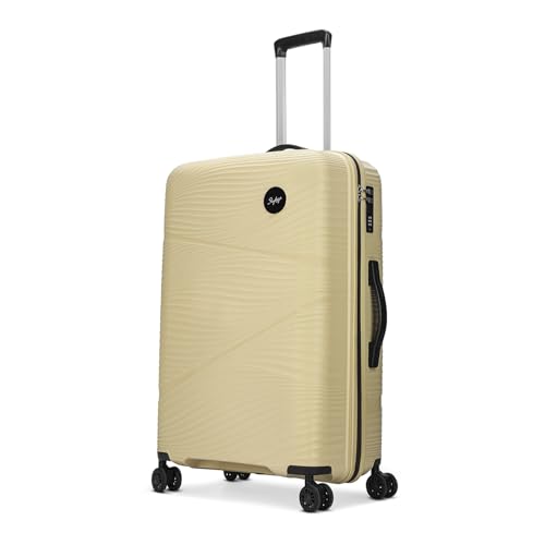 Image of Skybags Swirl Check-in Trolley Bag 75cm | Large Hard Luggage | 8 Wheels Suitcase for Travel | 3-Digit Combination Lock with Anti-Theft Zipper | Polypropylene | 3 Years Warranty - Unisex (Beige)