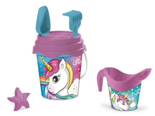 Mondo Toys - BUCKET SET + WATER CAN UNICORN - Seau 17 cm avec cruche pour eau - Jouet de plage (6 pièces) pour enfants - 28534