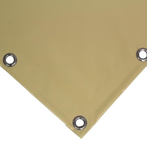 Lona Impermeable para Exteriores de PVC de 650 g/m² con Ojales Cada 50 cm y Refuerzo en el Borde, Lona de Plástico Impermeable a Prueba de Viento, Lluvia y Moho (Marfil 4 x 5 m)