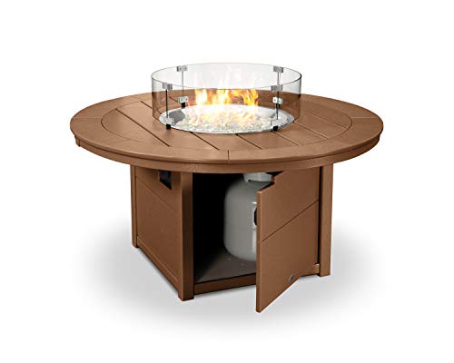 POLYWOOD® Round 48\" Fire Pit Table in Teak - Thumbnail 3