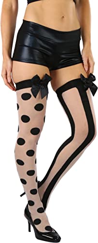 Image of ToBeInStyle Women's Harlequin Jester Thigh High Stockings Playing Card Checkered Opaque Halloween Costume Hosiery