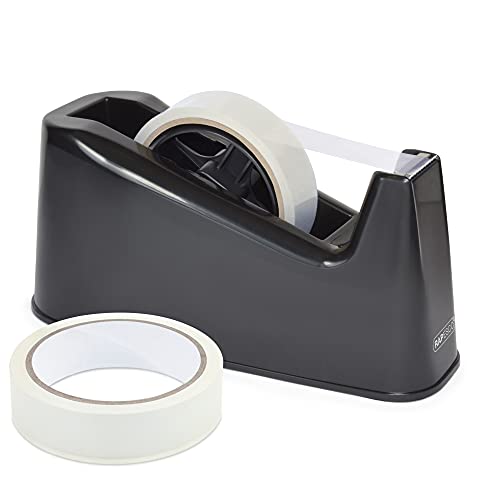 Rapesco 1540 Dispensador de Cinta Adhesiva Profesional 500 mas 2 Rollos de Cinta, Negro