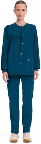 Scrub for Women Snap Front Jacket with 3 Pockets, Fade Resistant, 2-Way Stretch, Soft & Durable Fabric - WW340