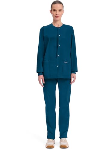 Cherokee Scrub for Women Snap Front Jacket with 3 Pockets, Fade Resistant, 2-Way Stretch, Soft & Durable Fabric - WW340