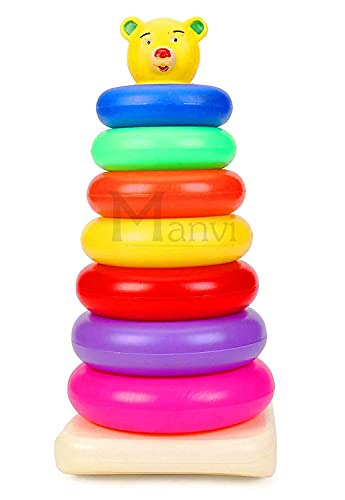 MANVI Colorful Teddy Rings with Junior Smiley Stacking Play Set Toy, Early Development Toy for Kids, Best Gift for Boys and Girls- Multi Color… (7 pcs) (B097TNB9MZ) Amazon Price History, Amazon Price Tracker
