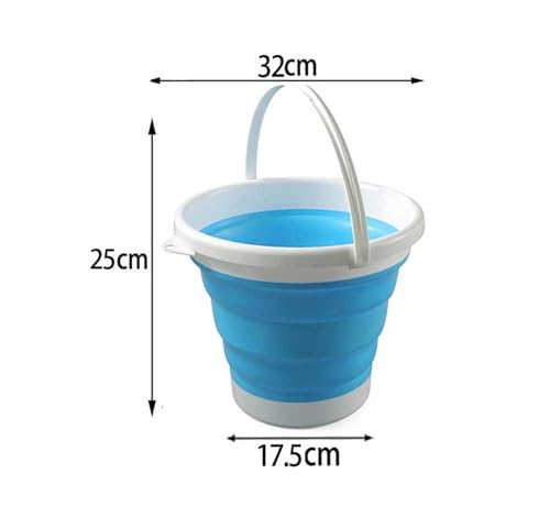 Cubo plegable de silicona azul de 10L para camping y limpieza 3