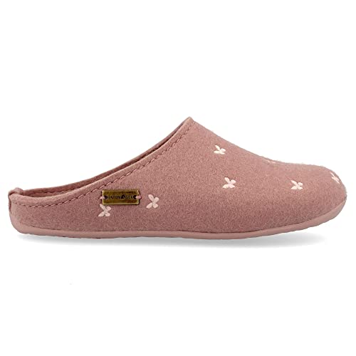 Image of HAFLINGER Fafalline Wool Felt Butterfly Motif Womens Slip On Mule Slippers Unisex
