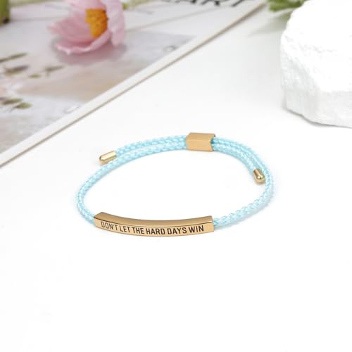 OIDEA Dont Let The Hard Days Win Bracelet: Tube Motivational Bracelet for Women Men Stainless Steel Adjustable Bradied Wrap Inspirational Christmas Birthday Gifts Jewelry Skyblue by OIDEA - Used condition - Image 5