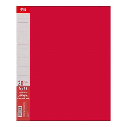 TTO - Carpeta con 20 fundas (PP, A3), color rojo Cover