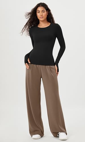 ODODOS Women's Long Sleeve Shirts with Thumb Hole Cloud Feeling Soft Crew Neck Slim Fit Tee Yoga Athletic Workout Tops3