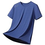 Maglietta sportiva a maniche corte estiva da uomo, in seta, Blu scuro, 4XL