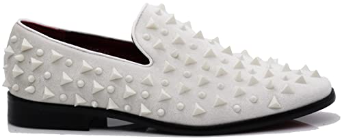 Image of SPK16 Men's Vintage Spike Dress Loafers Slip On Fashion Shoes Classic Tuxedo Dress Shoes