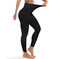UQGVML Compression Leggings Women, Anti Cellulite Leggings, Long Gym Leggings Yoga Pants High Waisted Butt Lifting Tummy Training Control, Sports Trousers (Small) Black