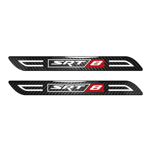 iPick Image for Dodge SRT-8 Logo Black Blade Style Real Carbon Fiber 2 Pcs Universal Door-Sill-Step Protector Guard Decal