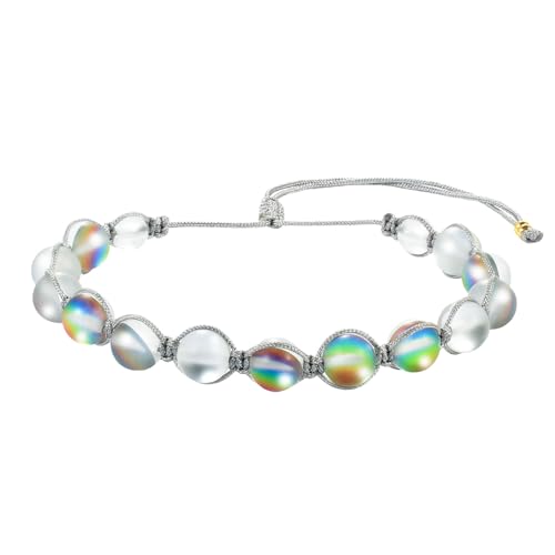 Pulseras con cuentas de piedra lunar ajustables que no se rompen