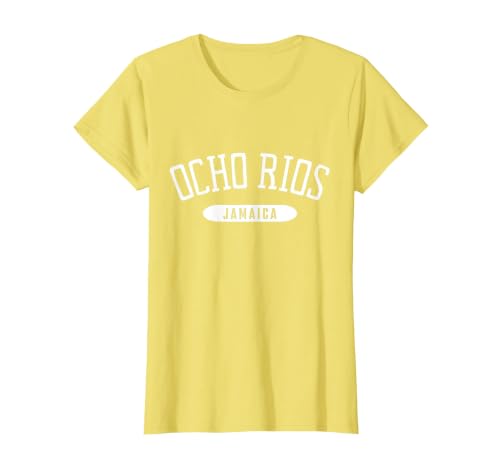 Ocho Rios Shirt College Style Ocho Rios Jamaica T-Shirt, Women, Lemon Yellow, Large