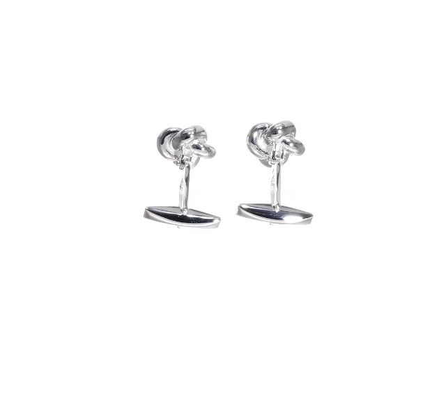 Mancuernillas de nudo para hombre en plata 925 sólida miniatura 5