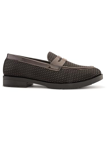 Image of STANPHORD Mens Loafers Men Brown Textured pu Round Toe Formal Slip on Moccasins Comfortable Durable Loafers Shoes