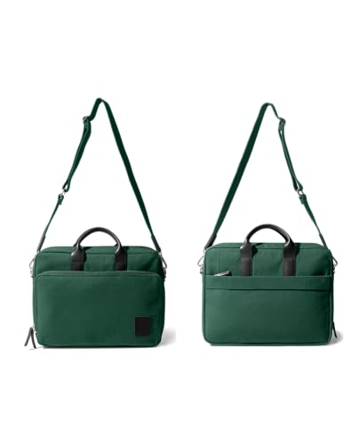 Image of DailyObjects 100% Cotton Canvas Commute Laptop Messenger Bag for Men & Women | Travel Shoulder Handbag With Trolley Sleeve | Metal Zip Closure | Leather Handles | Padded Laptop Compartment For 14 inch