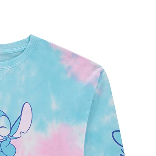 Disney Ladies Lilo And Stitch Sweatshirt - Ladies Classic Lilo And Stitch Tie Dye Long Sleeve Skimmer (Blue Multi, Medium) #TOP3