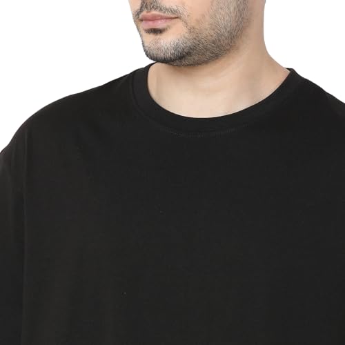 Image of Spykar Men's Oversized Round Neck Half Sleeve Solid Casual T-Shirt