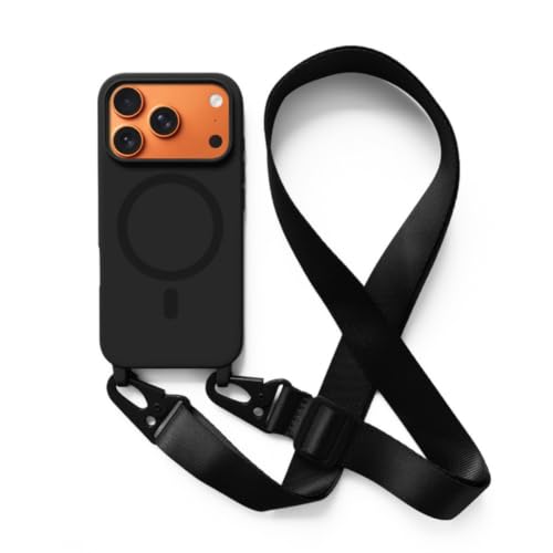 Étui cordon iPhone 12 Mini noir aimanté pour garder les mains libres en balade