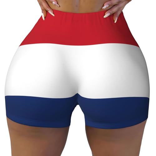 Dutch Flag Pattern Sports Shorts, high Elastic Slim Fitness Pants, Suitable for Yoga/Leisure/Daily wear