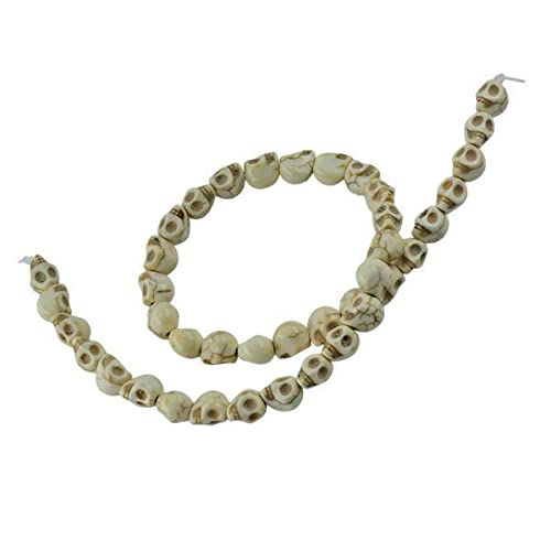 SNAPPSY 2x1 Strand White Howlite Turquoise Carved Skull Spacer Beads 9x10 mm 40pcs-picture-36