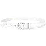 VONMELLI Women's Leather Belt For Jeans Dresses Adjustable Vintage Waist Belts For Women Fashion Leather Belt Classic Ladies Belts With Single Prong Buckle White L