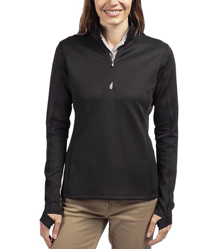 Image of Cutter & Buck womens Moisture Wicking Upf 50+ Stretch Traverse Half Zip PulloverPullover Sweater