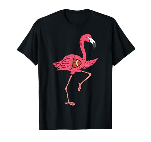 Flamingo Playing American Football Funny Men Women Kids T-Shirt