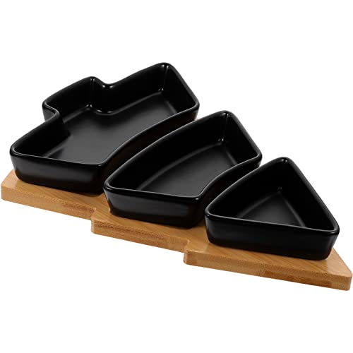 Angoily Christmas Tree Shaped Platter Ceramic Christmas Serving Tray For Entertaining, Food Serving Platter With Base For Appetizer, Snacks, Fruit, Candy Dessert For Xmas Party (Black,26.4Cm) #TOP4
