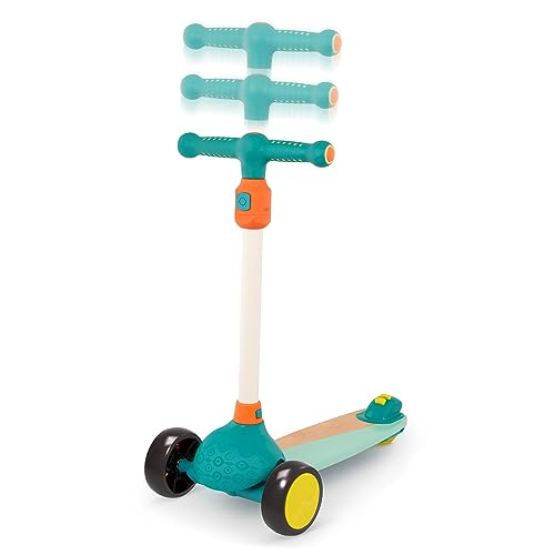 B. toys – Wood Kids Scooter – Adjustable Height & Light-Up Wheels – 3-Wheel Scooter – Solid Wooden Deck – 3 Years + – Scooter Fun
