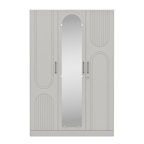 Image of Wakefit Wardrobe for Bedroom | 3 Yr Warranty | Cupboard for Bedroom, Almirah, Wooden Wardrobe, Multi-Shelves Storage with Drawer, Mirror & Hanger, Density:680-750 kg /m, Free Installation(Tyrian- LG)