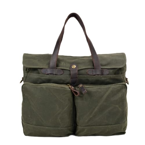 Porte-documents 15,6 pouces en toile cirée pour homme - Sac ordinateur imperméable