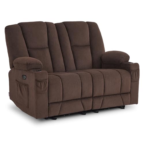 MCombo 61.8" Power Loveseat Recliner with Heat and Vibration, Fabric