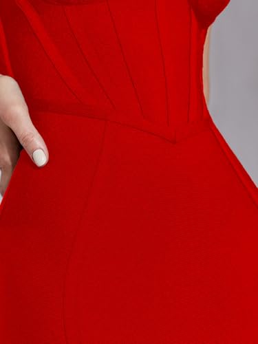 Image of Bandage Womens Formal Dress Spaghetti Strap Bodycon Prom Dress Celebrity Sexy Sleeveless Midi Evening Club Party Wear