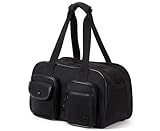 Reisetasche Damen Herren, Sporttasche mit Abnehmbar Nassfach, Erweiterbar Travel Bag 22L, Wasserabweisende Gym Tasche Trainingstasche für Fitness, Schwimmen, Schule, Shopping (Schwarz)