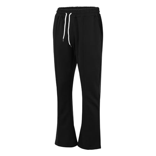 Mens Sweatpants Flare Stacked Joggers Open Bottom Track Pants Elastic Drawstring Waist Bell Bottoms Workout Trousers4
