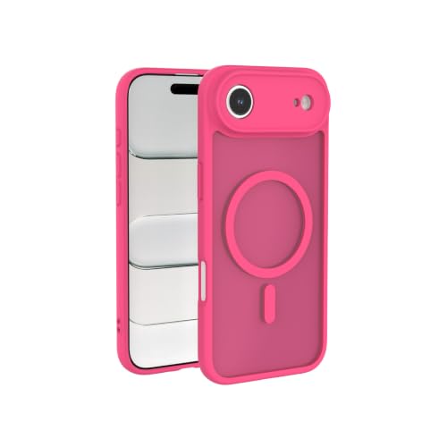 K TOMOTO Magnetic Case Compatible with iPhone 17 Air Translucent Matte Phone Case with Camera Lens Guard, Rugged Protective Cover 6.5-Inch, Hot Pink