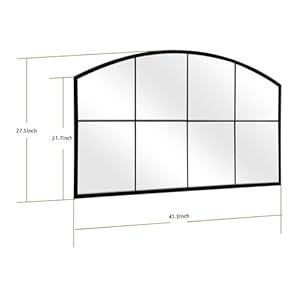 WAMIRRO Wide Window Pane Black MirrorFarmhouse Arched Wall MirrorGrid Mirror for FireplaceEntrywayHallwayLiving Room42X28 Black Wide Mirror