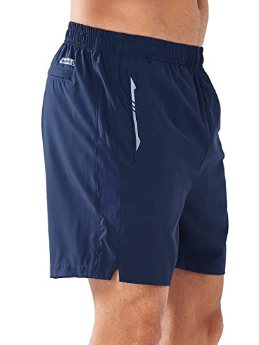 Northyard Men's Running Workout 5 Inch Shorts Gym Athletic Short Lightweight Quick Dry Short Tennis Hiking Zipper Pockets Navy-2Xl #TOP1