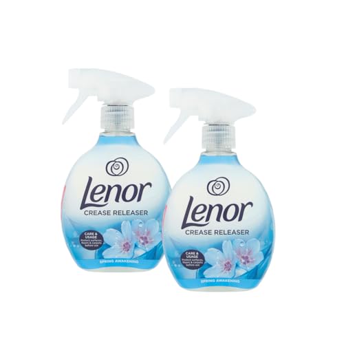Lenor Crease Releaser Spring Awakening Twin Pack 2 x 500ml for Removing Wrinkles and Freshening Clothes Linen + Upholstery Easy Iron Spray Long-Lasting Fresh Scent