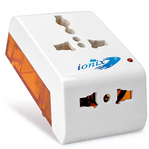 Image of IONIX Multiplug | 3 pins plug adapter | 3 Pin Travel Universal Multi Plug Power Plug Adapter, 1 Piece, Plastic, White Pack of 2