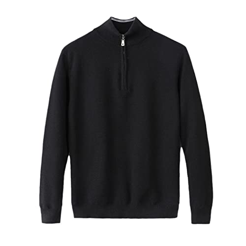Pull tricoté coton homme noir col camionneur zippé grande taille XXL