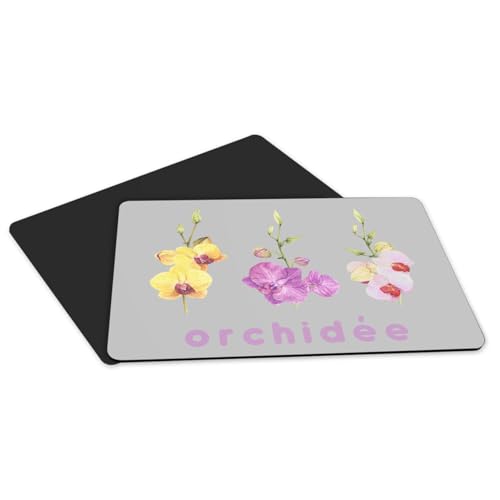 Sets de table dessous en caoutchouc gris orchidée fleurs aquarelle 4 pcs - 5