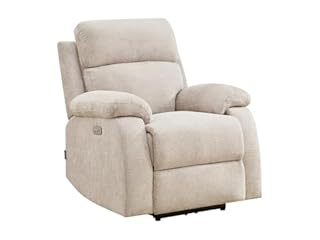 Vente-unique - Canapé 3 Places et Fauteuil Relax électrique massant en Tissu Chenille Beige KOCENI